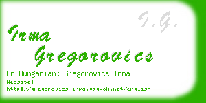 irma gregorovics business card